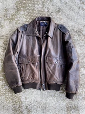 Kenneth Gordon Brown Leather Bomber Coat Jacket Vintage Size 40