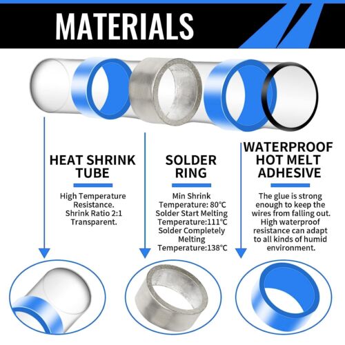 120 PCS Solder Seal Butt Wire Connectors Kit Heat Shrink Waterproof Terminals - Picture 3 of 6
