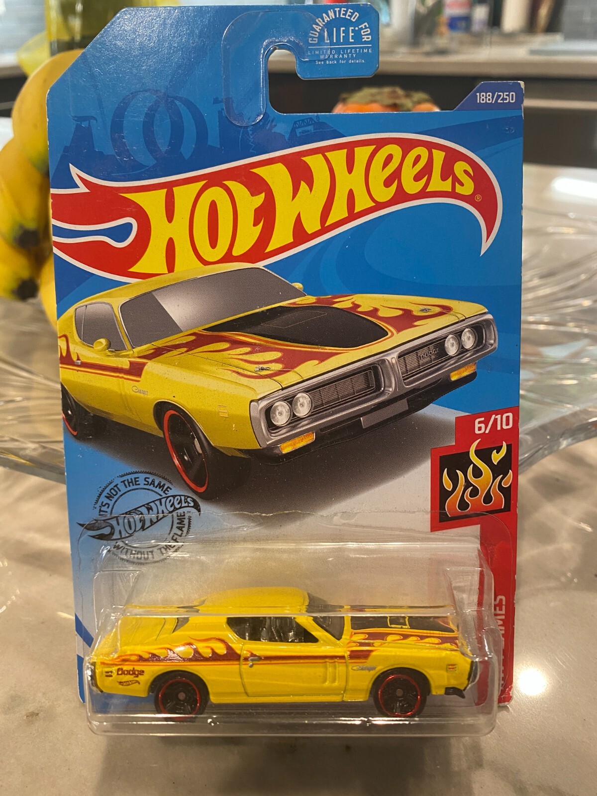 2020 Hot Wheels #188 HW Flames 6/10 '71 DODGE CHARGER Yellow w/Black MC5 Spokes