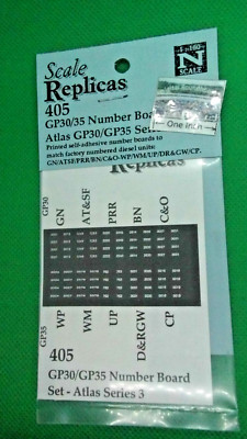 Scale Replicas N #405 Number Board Set- Atlas GP30/35 Series 3- Self Adhesive