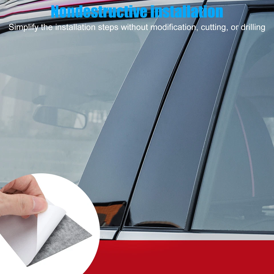 Postes de pilar de ventana moldura de puerta cubierta negra para Honda Civic Sedán 2006-11 Foto 4 de 4