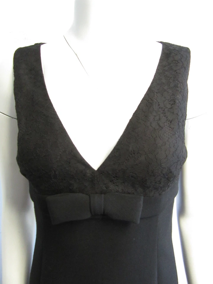 MICHAEL KORS black 100% virgin wool & lace sleeveless V- neck dress w/ bow sz 6 - Изображение 4 из 4