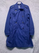LL Bean Womens Solid Blue Coat Large Regular Dress Outerwear Overcoat Rain
