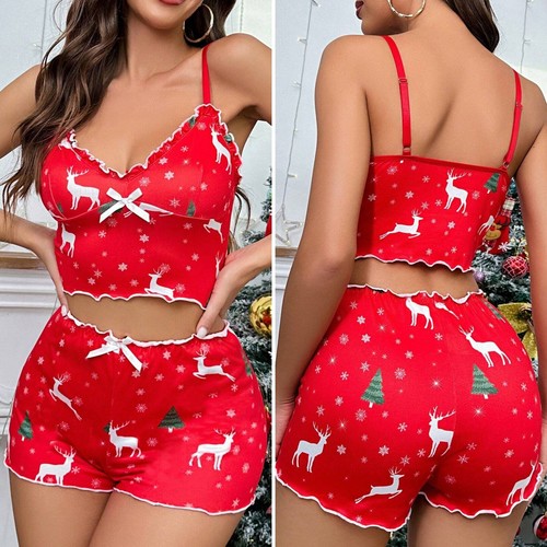 Christmas Nightgowns Sexy Sleepshirts Sleepwear Soft Silk Babydoll Chemise Teddy - Picture 44 of 61
