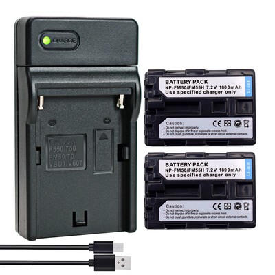 2 Batterie NP-FM50 + Caricatore Doppio LCD Per Sony | Compatibile 2 Batterie NP-FM50 + Caricatore Doppio LCD Per Sony | Compatibile