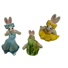 Fitz & Floyd Essentials Be Bop Bunnies Figurines Tumbling Set of 3 Ceramic