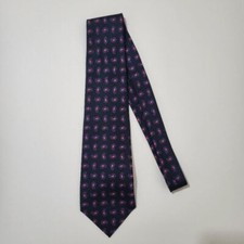 Men's Polo Ralph Lauren Paisley 100% Silk Neck Ties Made in USA - Navy Blue