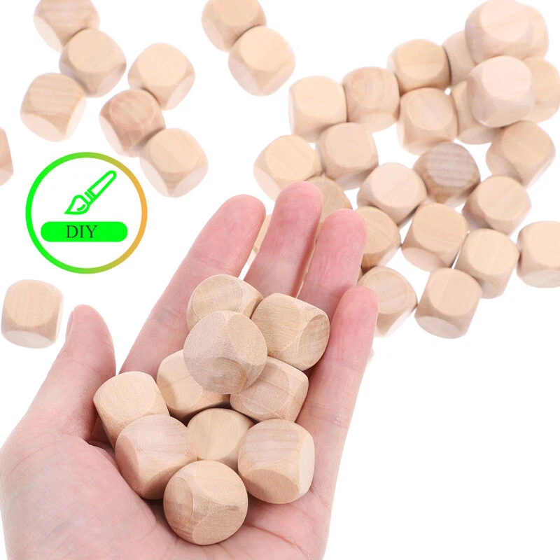 10mm-60mm Wooden Dice Wood Plain Blank Cube Dice Unpainted Six Sided For RPG DIY - Image 2 of 4