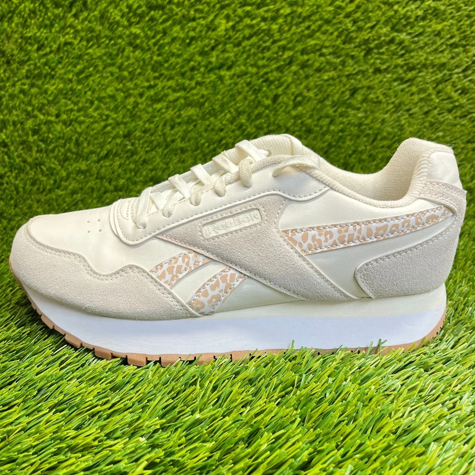 Reebok классический леопард печать женщин размер 7,5 бежевый белый Athletic туфли кроссовки - Изображение 3 из 4