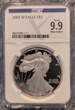 2003 W Proof American Silver Eagle NGCX 9.9 PF Ultra Cameo S$1