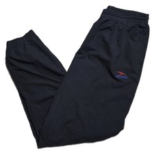VTG 90s Score Nylon Track Pants Lined Mens L Black Joggers Zip Ankle Windbreaker