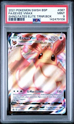 Pokémon 2021 SWSH BSP FA/EEVEE VMAX Shinning Fates Elite Trainer Box #87 PSA 9
