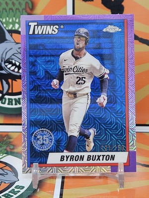Byron Buxton 2025 Topps Chrome 1990 35th Blue Mojo Refractor #T90C-74 /150 Twins