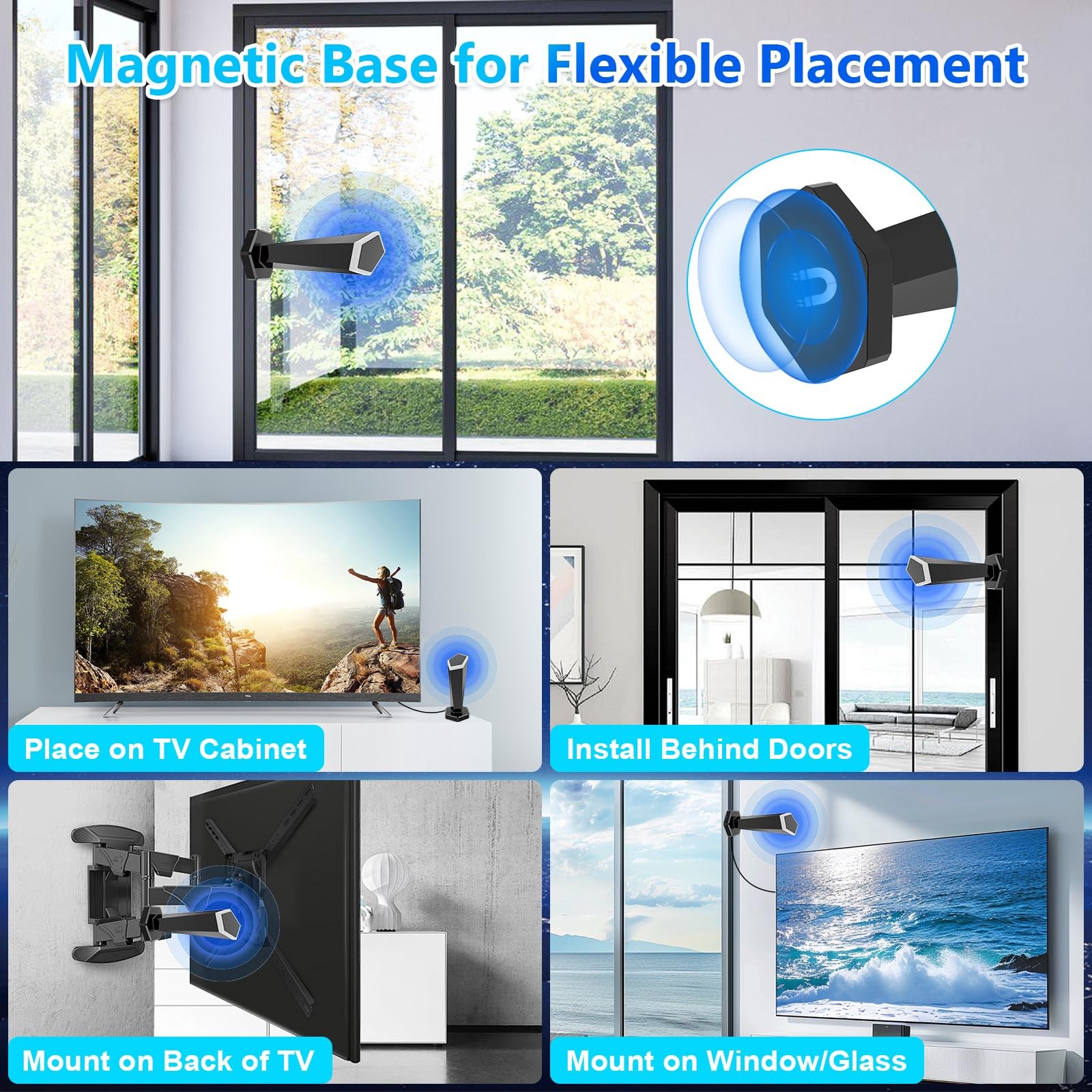 Antenna TV da Interno Smart TV Ariels da Interno con Amplificatore Segnale Ricezione a Lungo Raggio foto 5