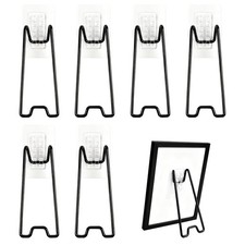 ZHABAYEN 6Pcs Picture Frame Stand, Metal Photo Holder with Self-Adhesive Black