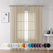 Chyhomenyc Taupe Sheer Curtains 72 Inch Length 2 Panels, Light Filtering Soft Ai