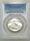 1948 D Franklin Half Dollar PCGS MS64FBL Frosty White New Holder #J261E