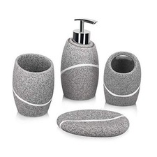 Bathroom Accessory Set,4 Pieces Bathroom Decor Accessories Complete Set Granite