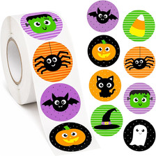 500PCS Halloween Stickers for Kids, Bat Spider Pumpkin Stickers Roll