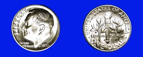 1955-S 10C ROOSEVELT SILVER DIME RARE 'S' IN TOP SOLID GEM-BU++++ HIGH MS++++!!