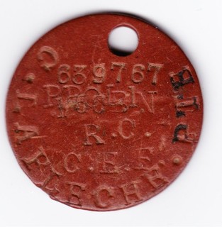 WW1 CANADIAN MILITARY FIBRE DOG TAG. PRINCESS PATRICIA C.L.I. C. LAFLECHE.