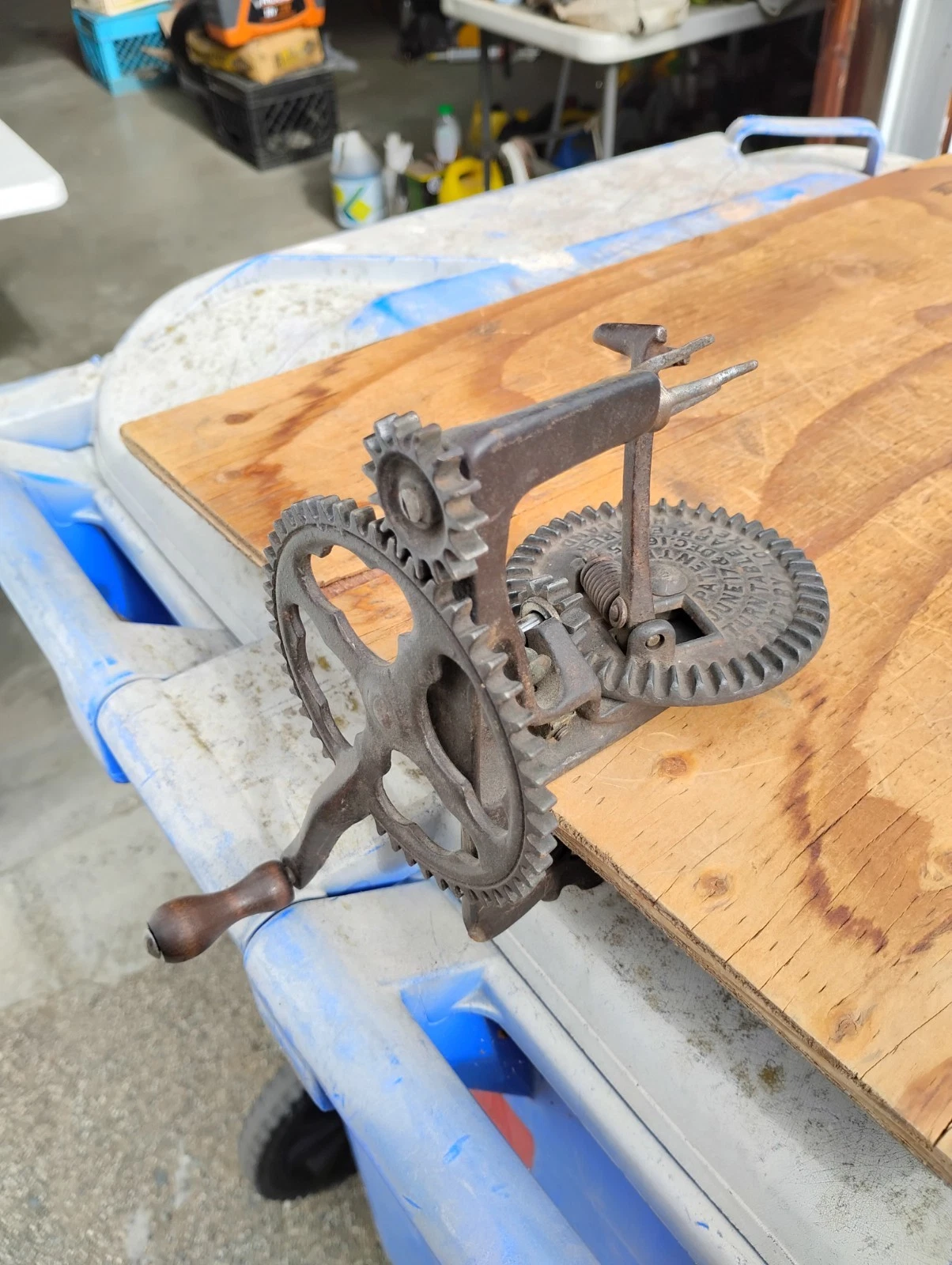 Apple Parer Peeler, Rare Antique Lockey & Howland Cast Iron Gears Patent 1856