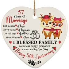 Happy 57th Anniversary Heart Ornament Funny Deer 57 Year Marriage Christmas Gift