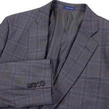 Stafford Year Round Classic Fit Mens 44L Gray Windowpane Travel Blazer Sport Coa