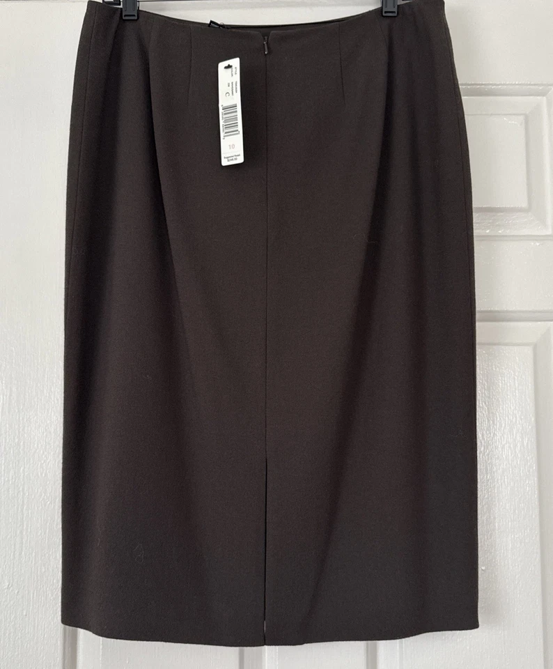 Nueva Falda Lápiz Recta Marrón Caoba Original Ellen Tracy Talla 10 Nueva con Etiquetas $248 Foto 3 de 4