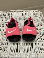 Nike Kawa Slides Toddler Baby Girl 3C Pink Black Logo Swoosh BV1094 610
