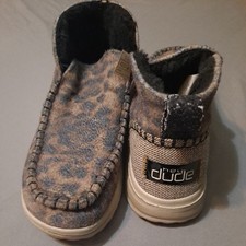 Hey Dude Women's Denny Leo Beige Leopard Print High Shoe Slip On US Size 7