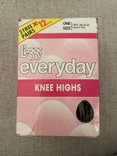 Leggs Everyday Knee Highs NEW 12 PAIRS Off Black Sheer Toe Bonus Pack