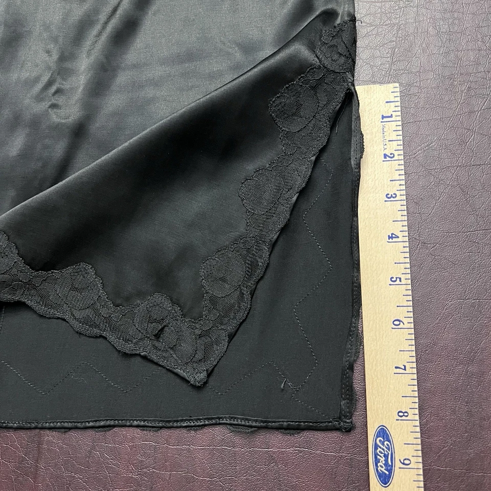 Винтажная мини-юбка Henri Bendel из 100% вискозы черная кружевная с разрезом размер 2 сделано в США - Изображение 4 из 4