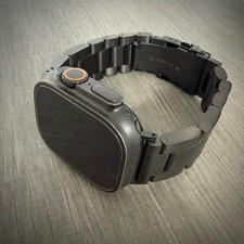 For Apple Watch Ultra 49mm Titanium - Black Metal Bracelet Watch Strap Band