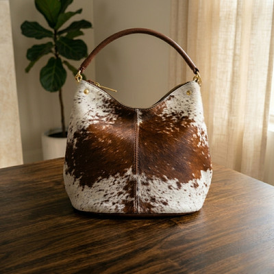 Handmade Cowhide Leather Hobo Bag| Western Tote Bag Hair-On Hide Purse for Women