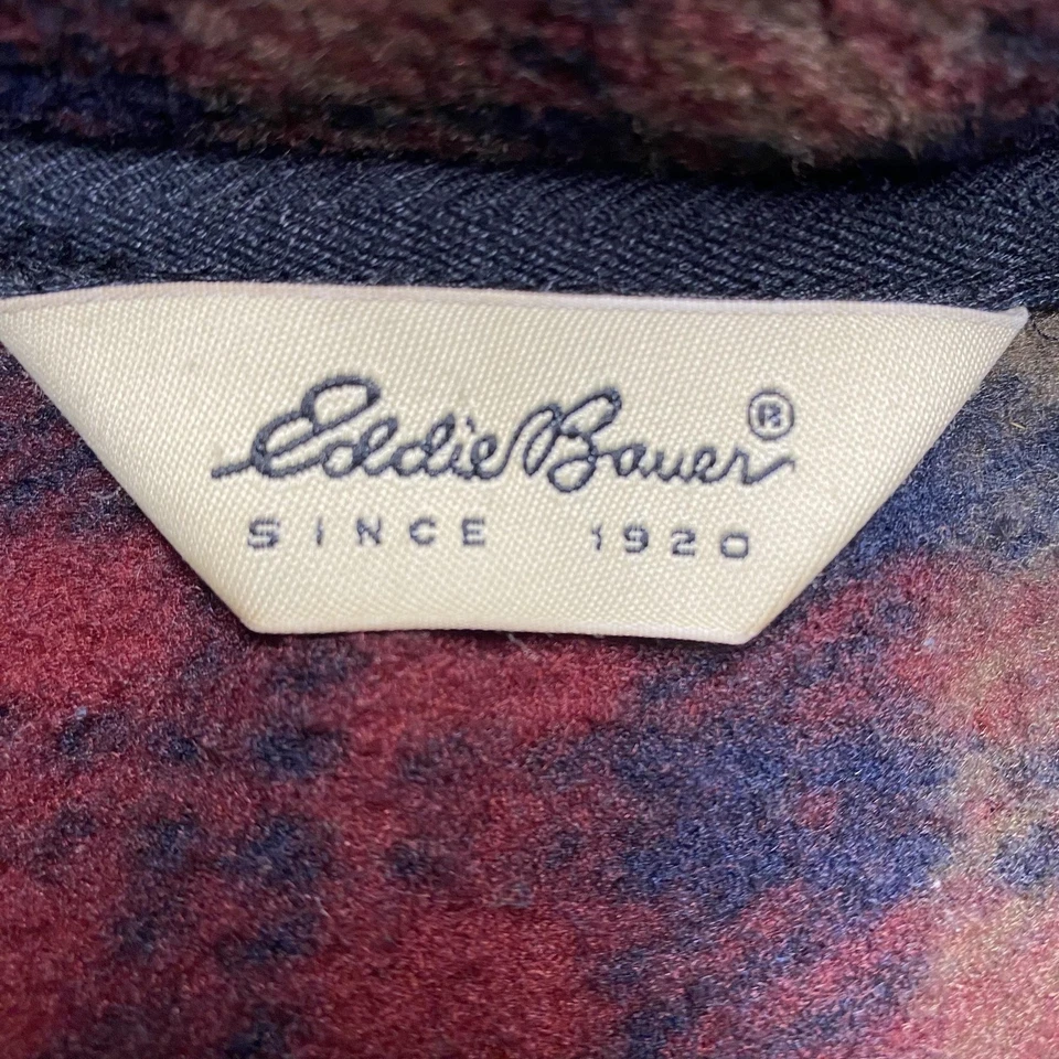 Suéter Eddie Bauer Para Hombres Pequeño Rojo Azul Marino A Cuadros Polar Cuarto Cremallera Pullover EE. UU. Foto 3 de 4