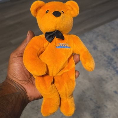 Titanic Orange Plush Teddy Bear, Embroidered, Black Bow Tie, Small 6-14 in