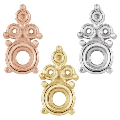 14K 18K Gold, Platinum & Silver 6 mm Round 4-Prong Accented Earring Setting