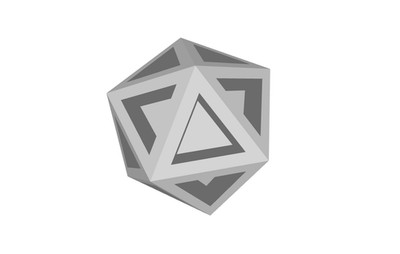 Concave Icosahedron 3D Print Model Sculpture Geometry Math - Pick Size, Color
