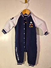 Disney Parks Mickey One Piece Romper Fleece Embroidered Walt Disney World 18m