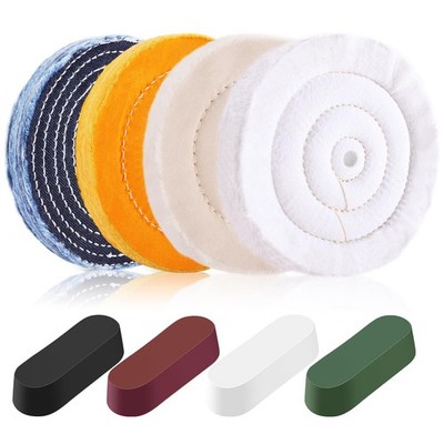 8PCS 6 Inch Buffing & Polishing Wheel Kit for Bench Grinder, 1/2'' Arbor... 