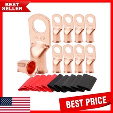 Durable Copper Battery Terminal Connectors 10 Pcs 2 AWG with Heat Shrink Tubes