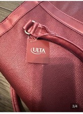 ULTA Beauty Burgundy Zip Tote Bag Double Handles Inner Pockets Silver Hardware