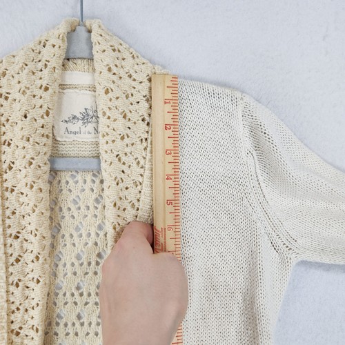 Angel Of The North Sweater Women XS Cream Cotton Wool Anthropologie Cardigan - Picture 5 of 14