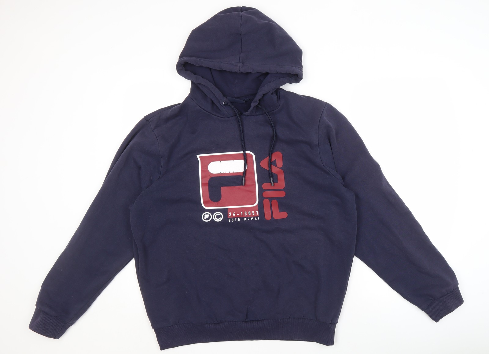 FILA Felpa con cappuccio pullover blu da uomo L con cappuccio logo