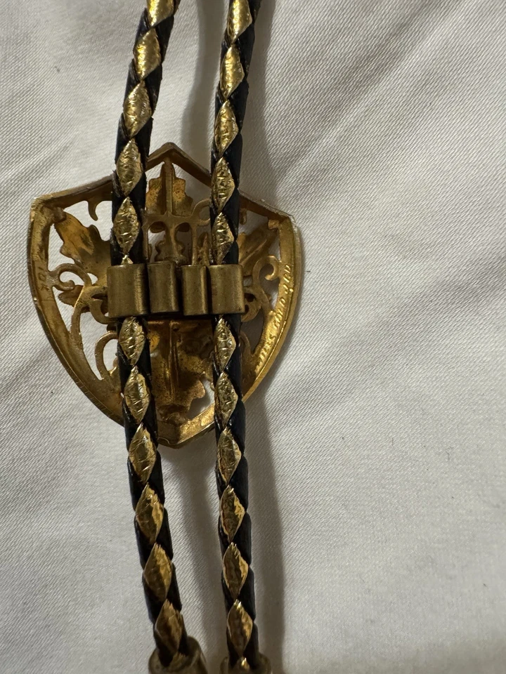 Corbata Bolo 10K Black Hills Oro Hojas de Uva Western Negro Dorado Cordón Trenzado Foto 2 de 4