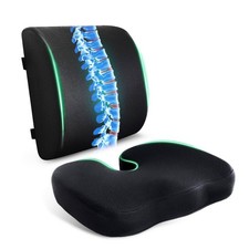 Memory Foam Seat Cushion  Lumbar Support for Office Car Ergonomic Back Support