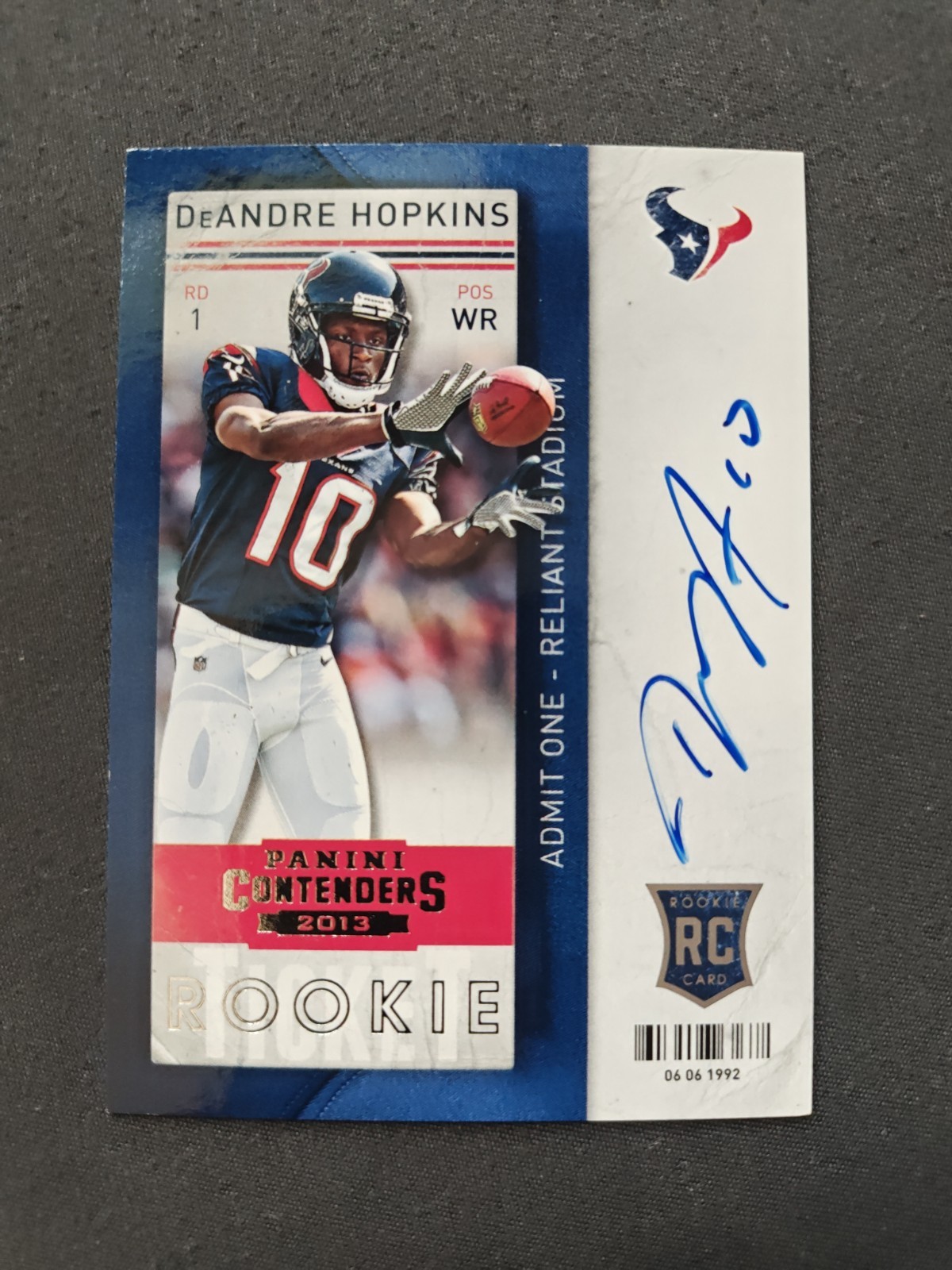 2013 Panini Contenders - DeAndre Hopkins #205 (AU, RC) ROOKIE on card AUTO