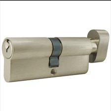 INOX European Mortise Cylinder C Keyway 2-1/4 In  2-1/2 In Door, Satin Nickel