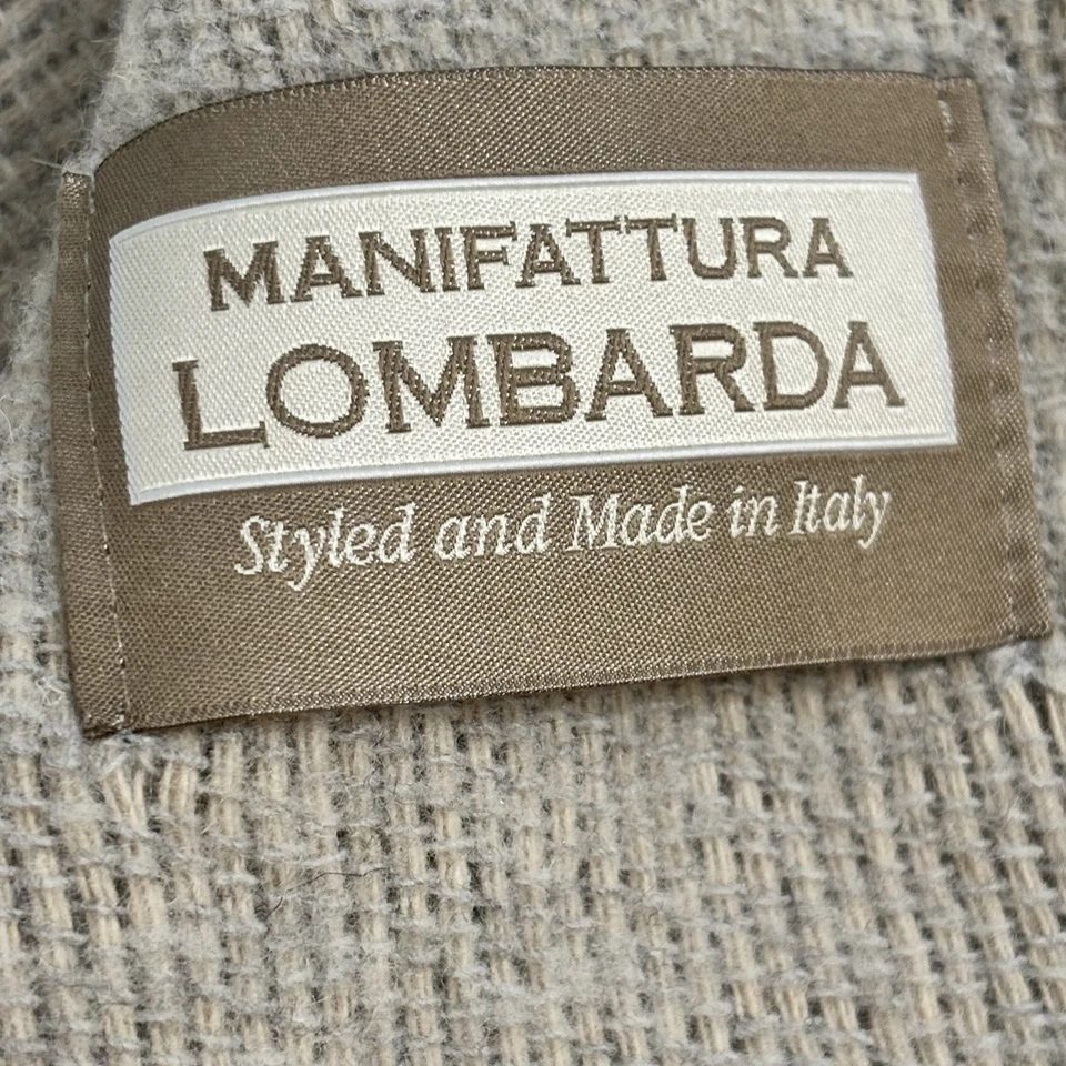 MANIFATTURA LOMBARDA Cobertor Listrado Cinza Malha Mistura de Lã Itália 54” X 68” - Imagem 3 de 4